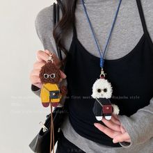 泰迪出击~童趣狗狗皮质长款挂绳项链女生2025新款小众秋冬毛衣链