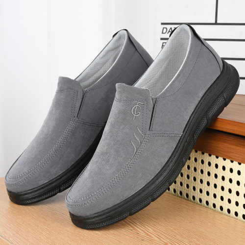 Spring Old Beijing Canvas Shoes for Men, Soft Soles, Breathable Casual, Comfortable Mid-Age and Above One-Piece Shoes for Dad