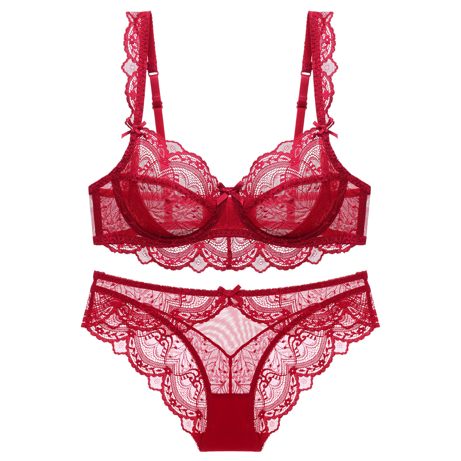 Trasparente senza spugna con petto ampio e piccolo pizzo per set reggiseno lingerie sexy da donna_voghion.com
