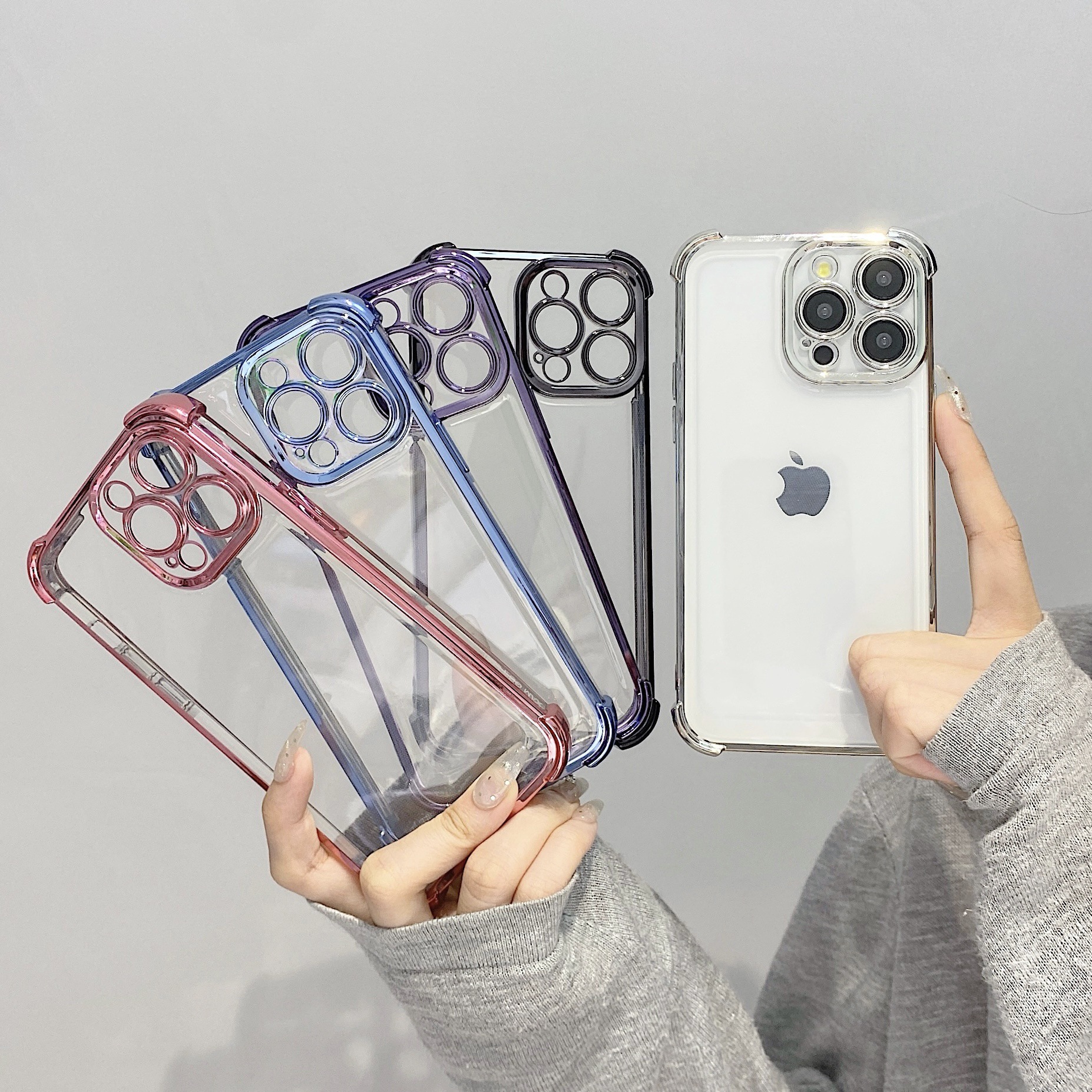 S24FE四角电镀适用三星A06/A16手机壳S25ultra全包A55透明note20