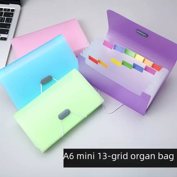 13-Compartment Candy-Colored A6 Mini Accordion Folder for Office Supplies, Document Storage, and Receipt Holder, Customizable with Logo