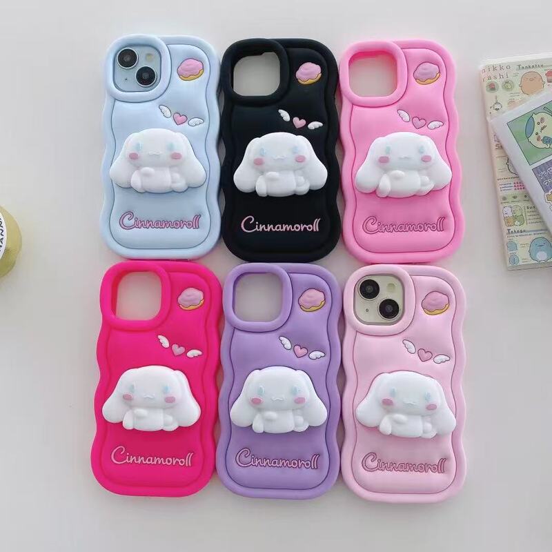 Cute Cartoon 3D Three-dimensional Wave Edge Silicone Yugui Dog Cinnamoroll Soft Drop-resistant Phone Case Cute Cartoon 3D Three-dimensional Wave Edge Silicone Yugui Dog Cinnamoroll Soft Drop-resistant Phone Case