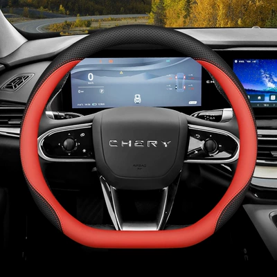 Anti-Slip Car Handlebar Cover, Steering wheel cover - black-and-red-set-style-ultra-thin-model-other