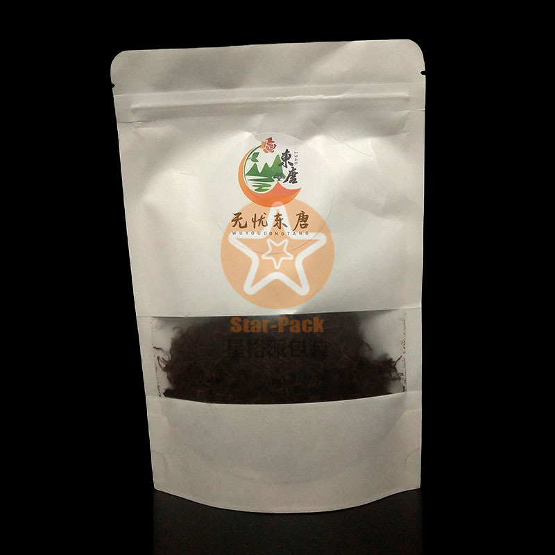 新款白牛皮纸茶包自立自封袋 加厚牛皮纸开窗镀铝防潮茶叶铝箔袋