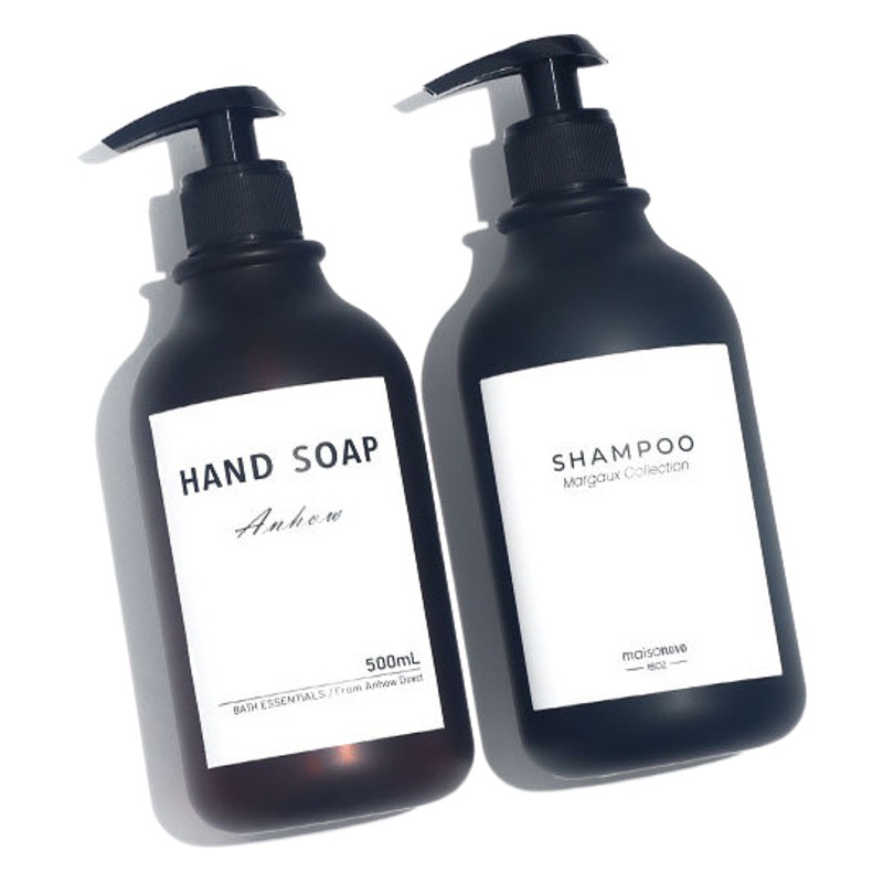 En stock 300 ml500ml botella de loción de prensa botella de champú botella de ducha de sub-embalaje con botella de anillo PET esmerilado