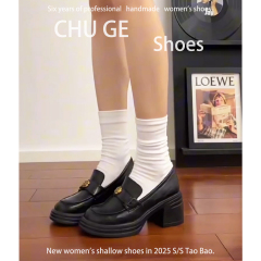 现货!割草机老k厚底英伦风小皮鞋复古矮子乐单鞋女鞋子金币乐福鞋