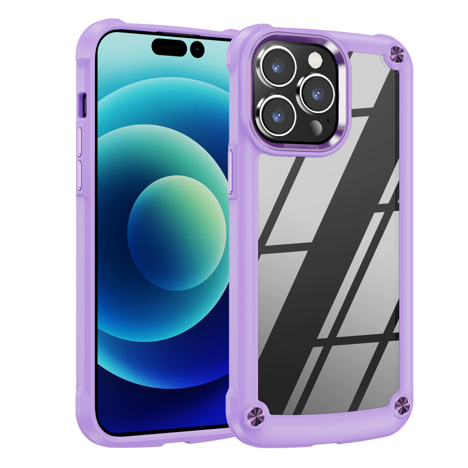 Чехол для iPhone 14/16 Pro совместимый, прозрачный мягкий корпус, металлическое кольцо для камеры, повышенная толщина, защита от падений