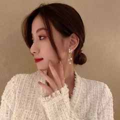 女性用のフルダイヤモンドの蝶のイヤリングをデザインした2025年の新しいファッション気質多用途タッセルシルバー針イヤリング