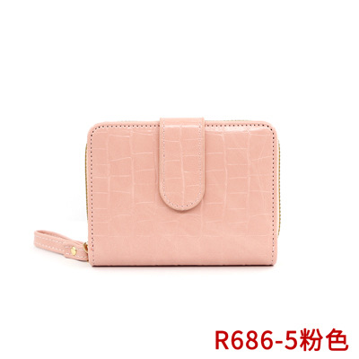 Nuevo estilo coreano de las mujeres cartera corta patrón de piedra moda hebilla de gran capacidad Multi-tarjeta monedero bolsa de identificación