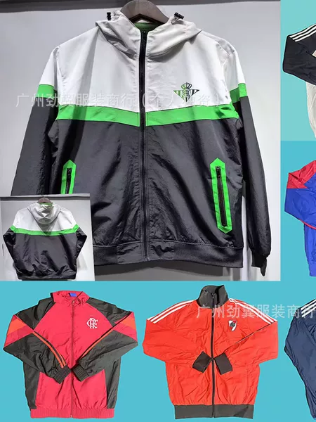 Wholesale 2526 New Football Uniforms, Windproof and Sun-Proof, Hoodless Windbreaker, Pre-Game Appearance Sports Jacket, Superior Quality