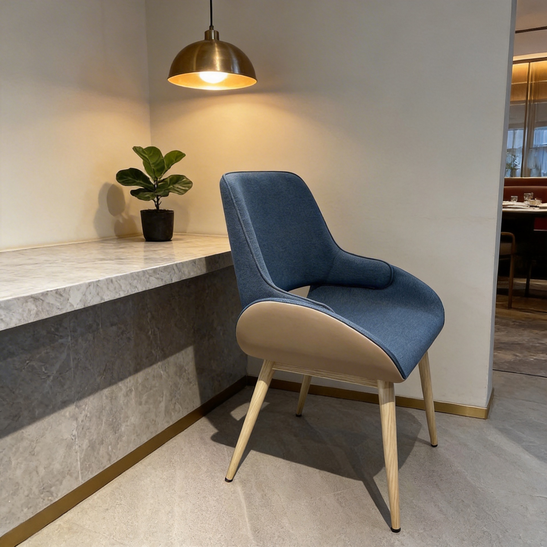 Modern Minimalist Dining Chair, the Same Chair as the Kerry Hotel, Hotel Room Restaurant Dining Chair, Home Fabric Curved Chair