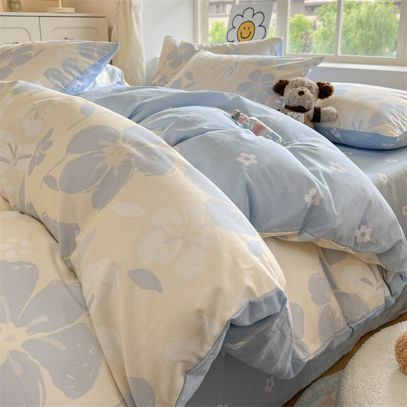 Inswind pequeña flor de algodón cama de cuatro piezas set de algodón puro 2025 nuevo dormitorio sábanas de cama sábanas