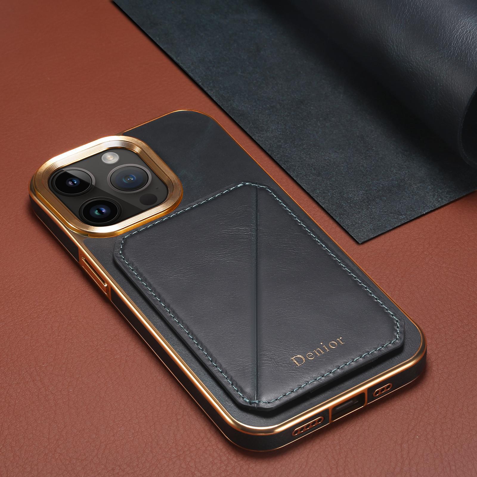 Ốp lưng da dầu iPhone 15 Pro Max kèm giá đỡ và túi đựng thẻ phong cách doanh nhân — [Da bò sáp dầu da đen] ◆ Quy trình mạ điện, [Da bò sáp dầu da xanh] ◆ Quy trình mạ điện, [Da bò sáp dầu da nâu] ◆ Quy trình mạ điện, [Da bò sáp dầu đỏ tía] ◆ Quy trình mạ điện chi tiết 17