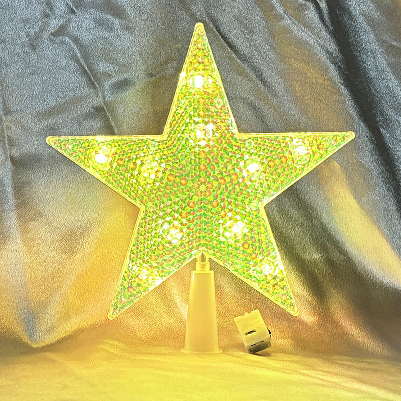 Nuevo árbol de Navidad LED decoración de estrella de luz transparente caja de baterías de color cálido cable de cobre con lámpara de estrella pentagonal transfronteriza