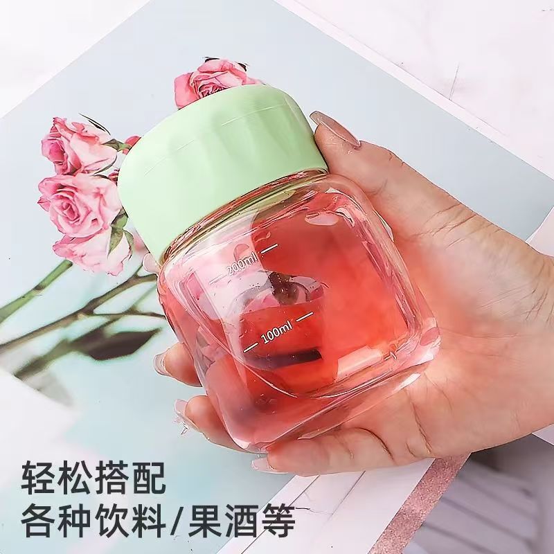 Mini chubby cup bubble milk cup high temperature resistant glass cup soybean milk cup portable outer scale glass cup milk cup
