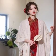 フォレストスタイルショールニットハイエンドボヘミアンスタイルタッセルセーターニットケープ手作りスカーフ多用途女性用