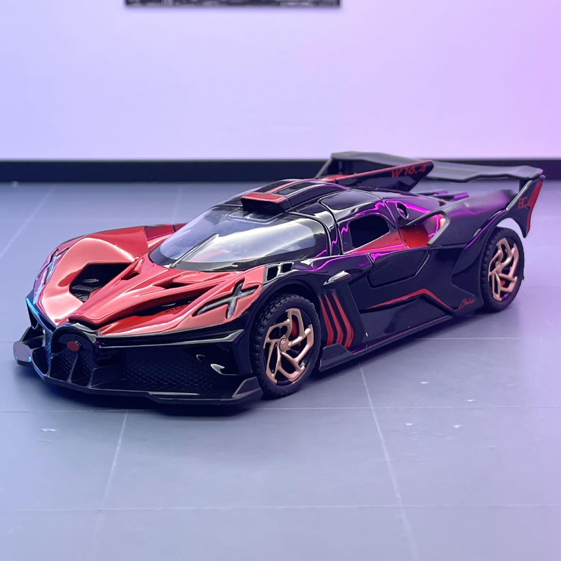 Li Jiaxin modelo de coche de aleación 1:32 fuego meteorito coche deportivo retroceso con sonido, luz y sonido coche de juguete modelo musical adorno