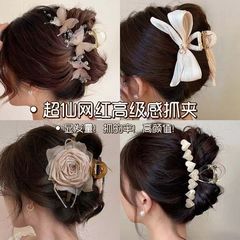 女性用リボンヘアクリップ、サメクリップ、2025年新作、ハイエンド、ファッショナブル、後頭部ヘアクリップ、ヘアクリップ