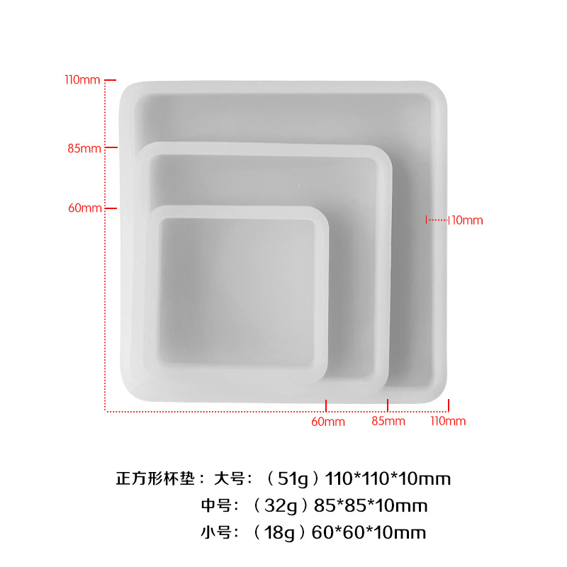 Cristal epoxi molde de silicona nube en forma de corazón ovalado cuadrado largo posavasos bandeja yeso epoxi molde al por mayor