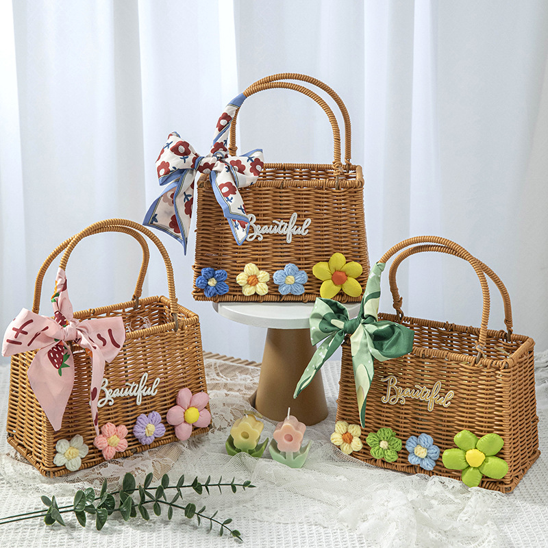 藤编手提篮编织篮结婚伴手礼篮子套装礼物礼品送员工客户商务礼品