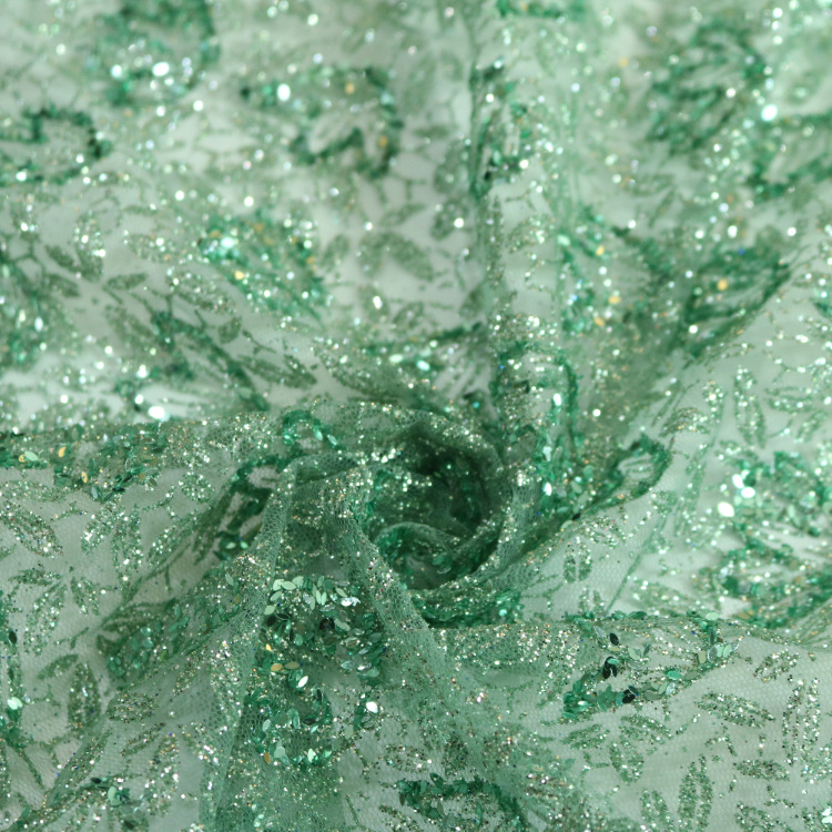 2024 nuevo hilo de malla hexagonal tela de malla hecha a mano polvo fino semilla de melón doble vestido de boda tela