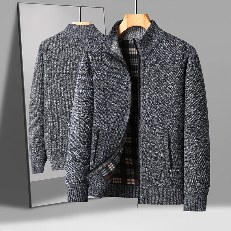 Dropshipping Data Model in Stock, Autumn and Winter New Men's Casual Stand-Up Collar Sweater Jacket, Men's Velvet Jacket Dropshipping Data Model in Stock, Autumn and Winter New Men's Casual Stand-Up Collar Sweater Jacket, Men's Velvet Jacket