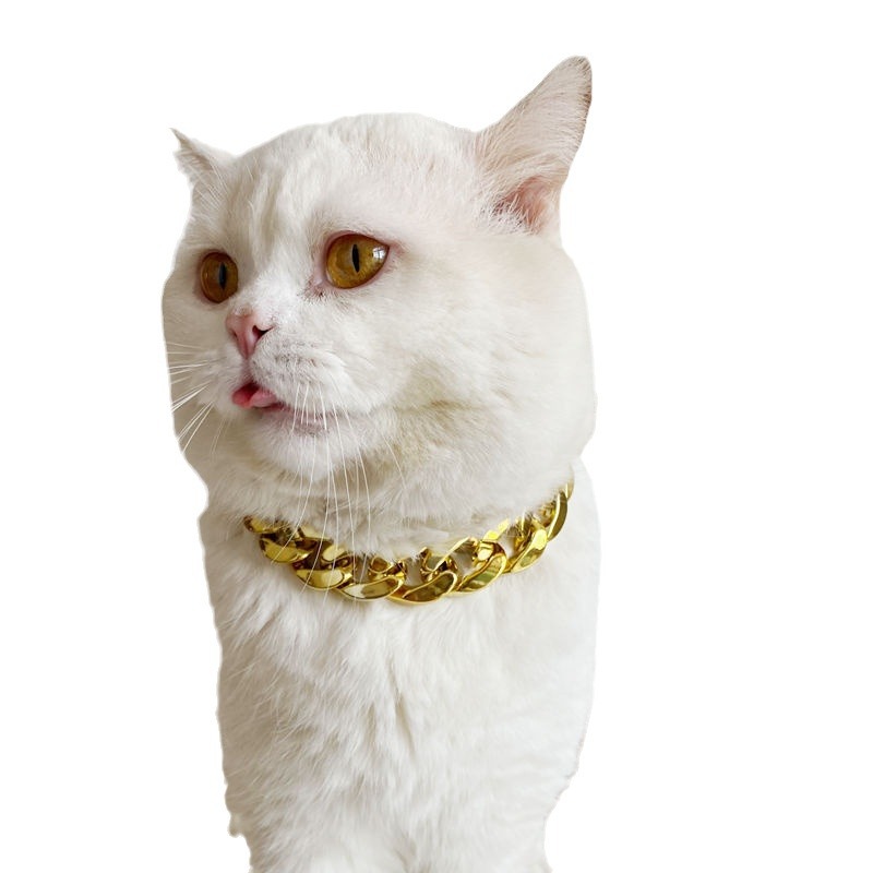 Accesorios para mascotas collar de cubo francés collar de oro Baggo cadena de oro gruesa de lujo joyería de perro mascota Collar chapado en oro