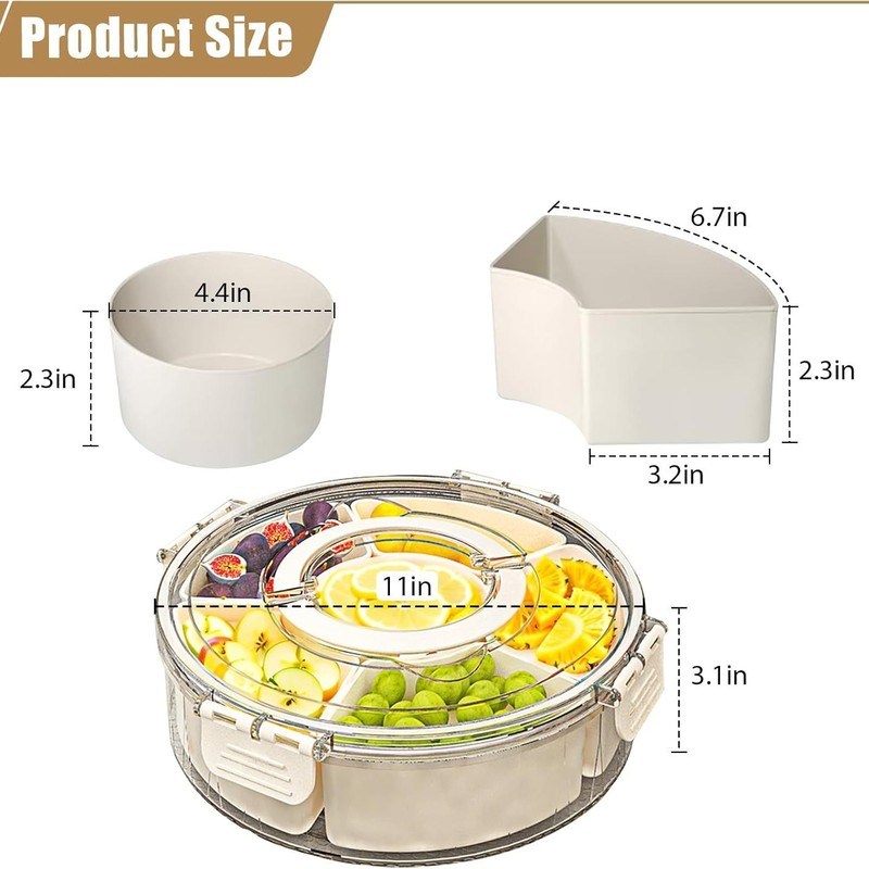 六格可旋转小号收纳盒 厨房香料分格盒 带提手水果调料密封保鲜盒|undefined