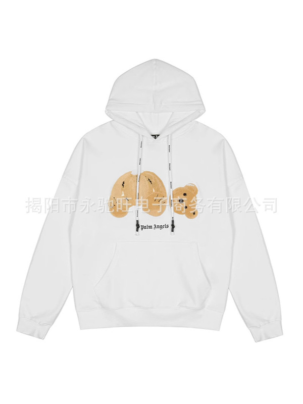American Fashion Palm Angel Broken Bear Embroidered Hoodie Men's and Women's Autumn and Winter New Hip Hop Hoodie Jacket