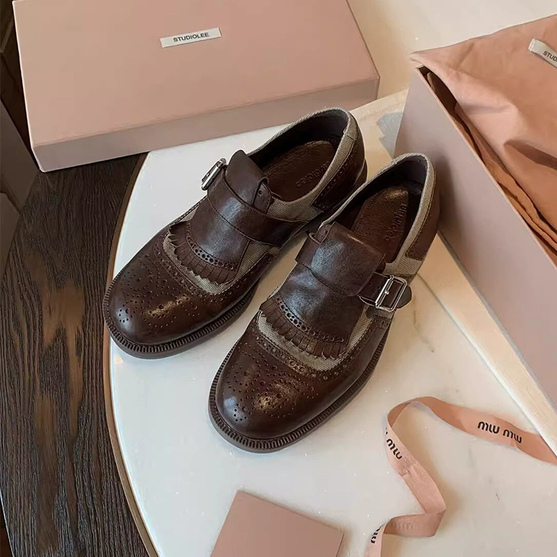 Сделай это ~ Виноградная мама Флоренция ~ Тяжелый конский стиль с кисточками в британском стиле резная обувь в стиле барокко женщина