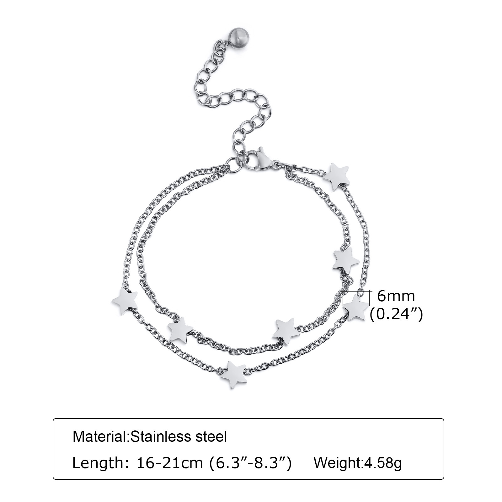 Daily Occasion Simple Style Star 201 Stainless Steel Stainless Steel Bracelets In Bulk