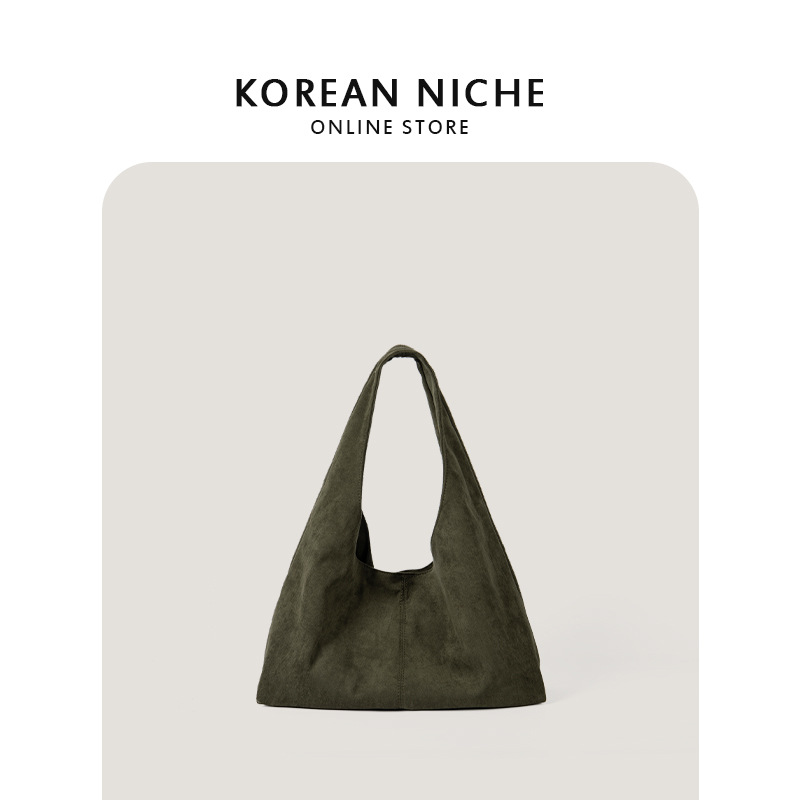 2024 New Autumn/Winter Large Capacity Retro Lazy Style Shoulder Bag For Women Korean Niche Suede Handheld Tote Bag - Thumbnail 3