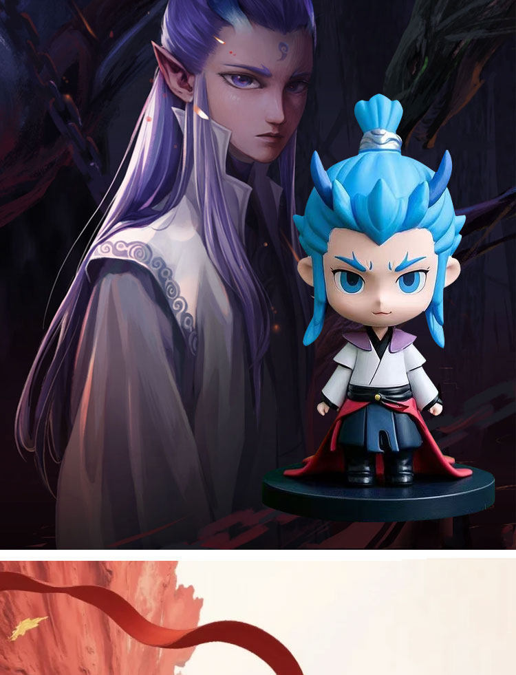 Car Dashboard Interior Decoration Nezha and Ao Bing Bobblehead Figures Nezha: the Magic Child Desktop Ornaments