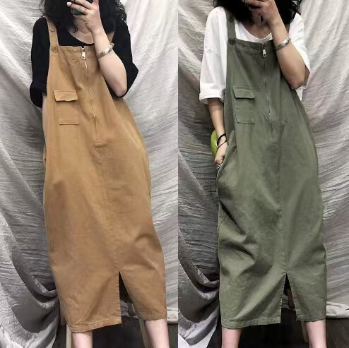 2026 Japanese and Korean New Retro Loose Mid-Length Suspender Dress Women's Dress Ins Super Fairy-Like and Slimming
