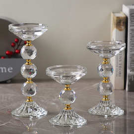 厂家批发水晶三件套球单头蜡烛杯摆件欧式酒店家居烛台碗创意蜡烛