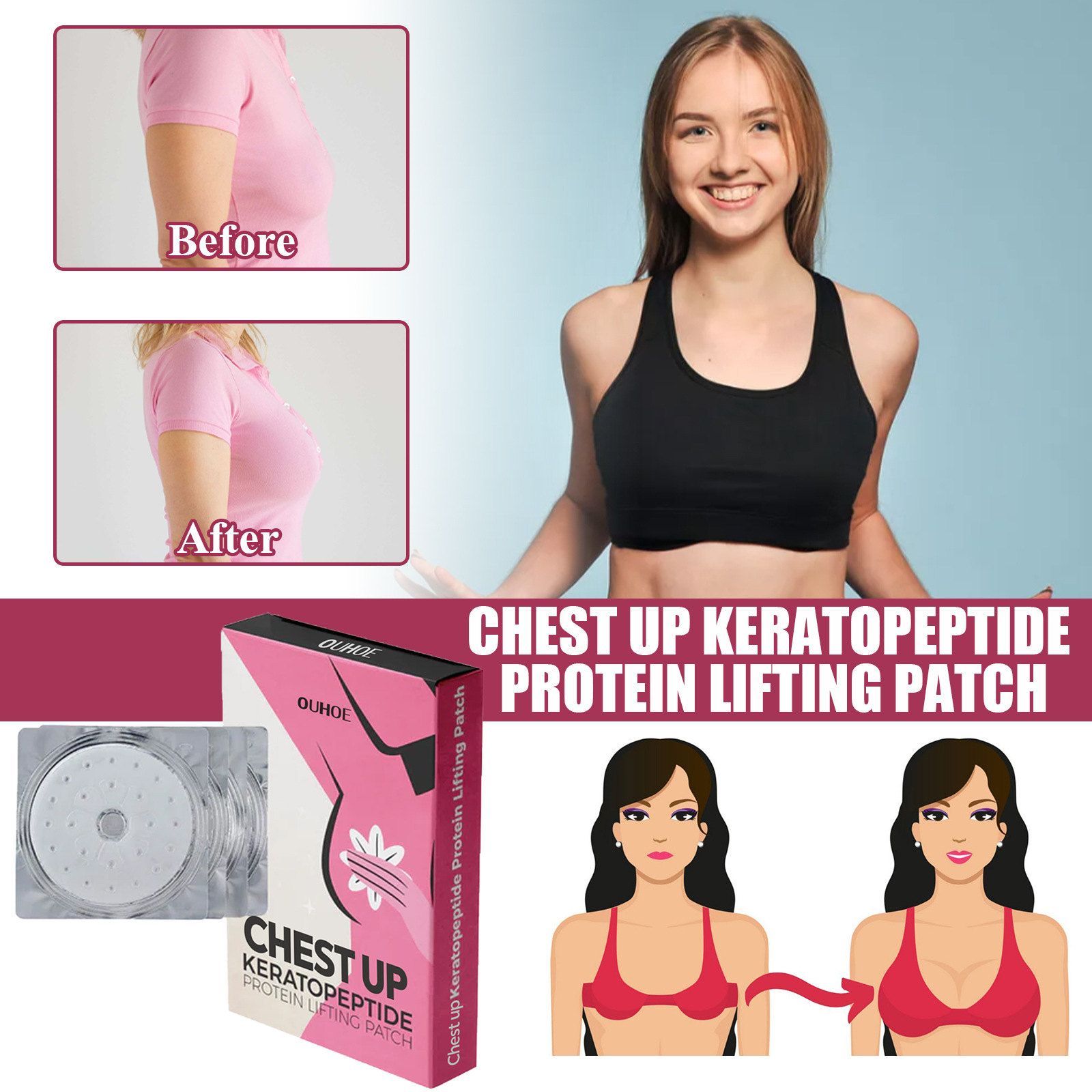 protein lifting OUHOE for tightening, preventing sagging, firming, plump and full massage care of the chest pa_voghion.com