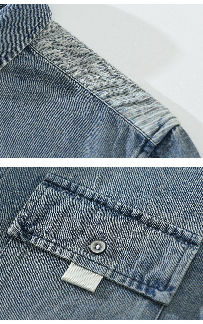 Denim contrasting color striped shirt