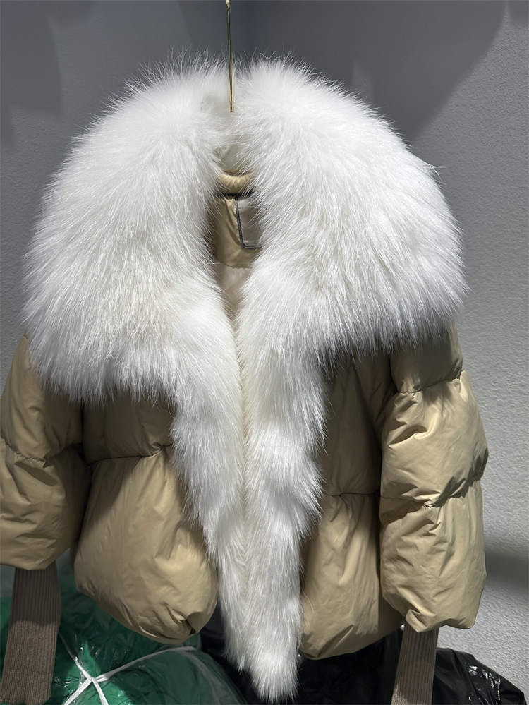Women's Down Jacket With White Duck Down And Fur Short Coat_voghion.com