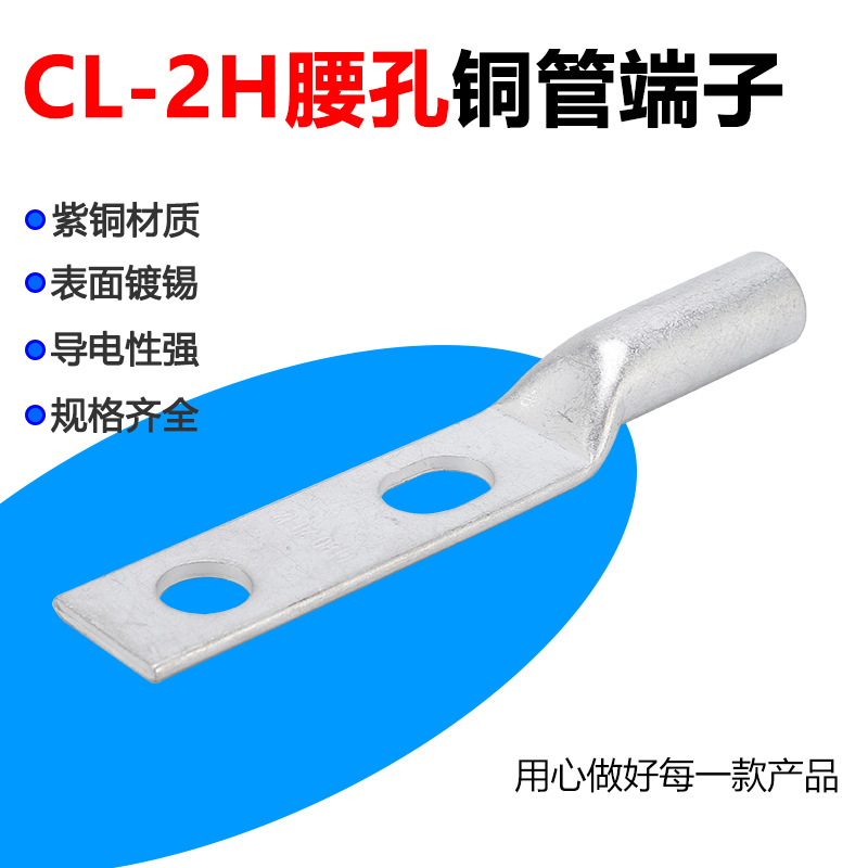 CL-2H腰孔双孔铜管端子多孔型接线端头椭圆孔铜线鼻铜线耳连接器
