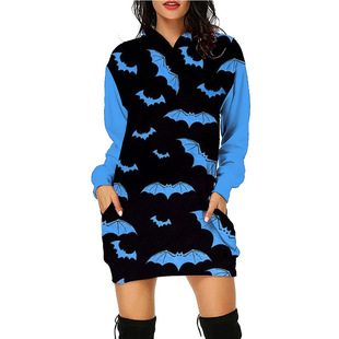 Autumn 2023 New Long Sleeve Pocket Long Sweat 3D Print Halloween Hip Hop Figure Women Sweat New Women's Wear