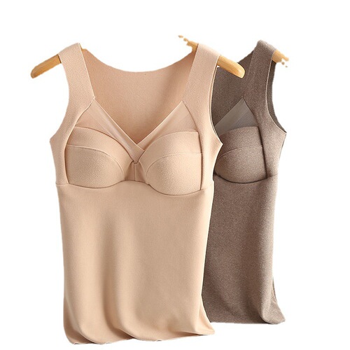 Women's thermal vest winter Internet celebrity plus velvet velvet underwear for women with chest pad bottoming autumn clothes plus size tops wholesale