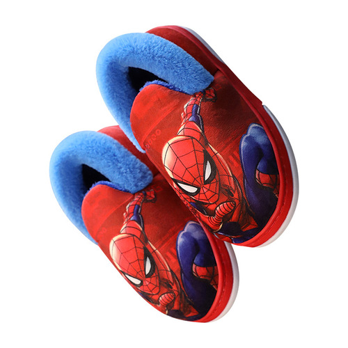 Spider-Man Children's Cotton Shoes Winter Cartoon Kids Shoes Home Shoes Indoor Baby Non-slip Plush Warm Heel Cotton Shoes