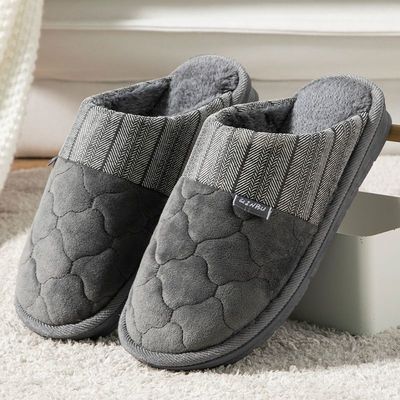 Mute slipper Cotton slippers man XL winter thickening keep warm non-slip The thickness of the bottom With the bag Cotton slippers Men's