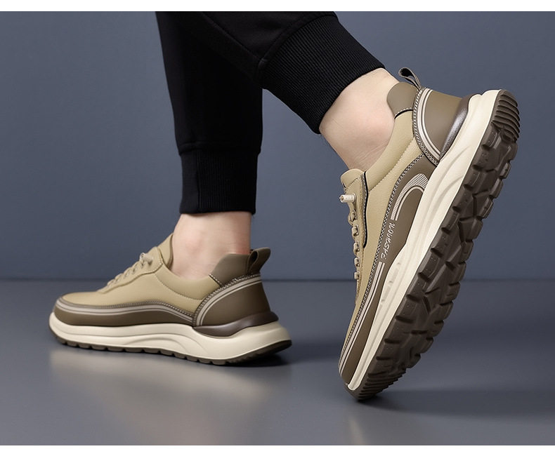 Giày thể thao nam sneaker cổ thấp đế dày gót 3–5 cm, mũi tròn, dây buộc, phối màu trắng đen kaki — H6892 màu kaki, H6892 màu trắng, H6892 màu đen chi tiết 22