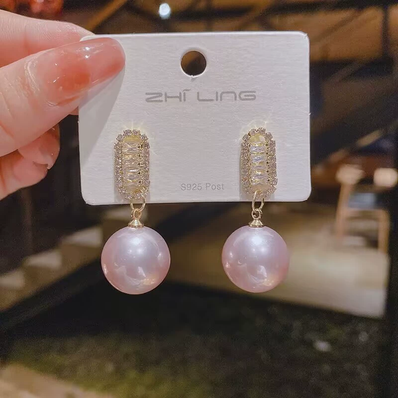 Asymmetrical Pearl Earrings, Silver 925 Posts, Universal Studs — Simple Elegant Design