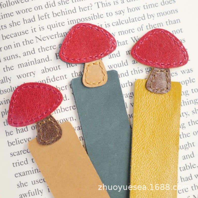 Spot Leather Mushroom Bookmark Personalized Mushroom Leather Book Pagination Clip Temu Hot Selling Student Gift Bookmark