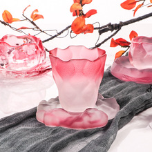 日式粉色渐变初雪主人杯冰冻烧个人品茗杯功夫茶具女雪释杯子套装