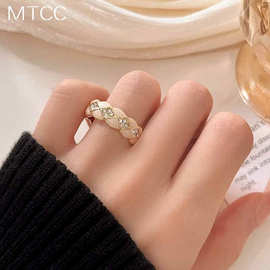 滴釉镶钻戒指法式小众设计高级感新款潮气质指环女食指戒E1252