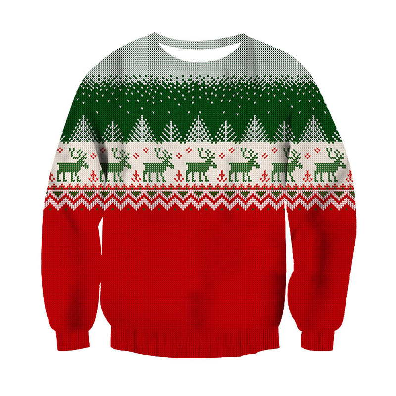 Foreign Trade European and American Fashion Trendy Men's Clothing 3D Digital Printing Red Christmas Gingerbread Man Long-Sleeved Men's and Women's Round-Neck Sweatshirt