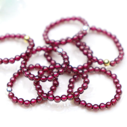 New Internet celebrity live broadcast with the same natural wine red garnet ring round bead finger 14K gold bead index finger ring women's stone